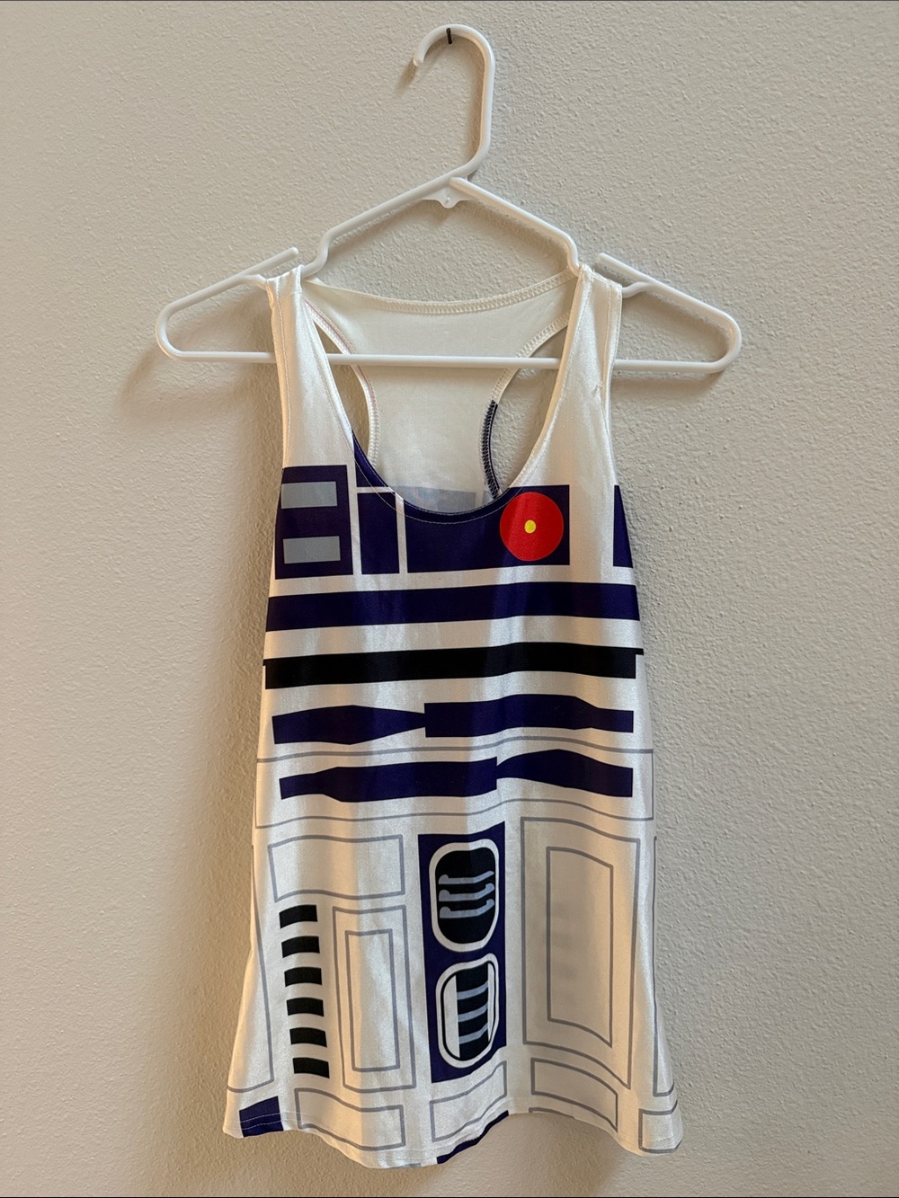 Disney Star Wars R2-D2 Racerback Tank Top Women’s White Graphic Shirt